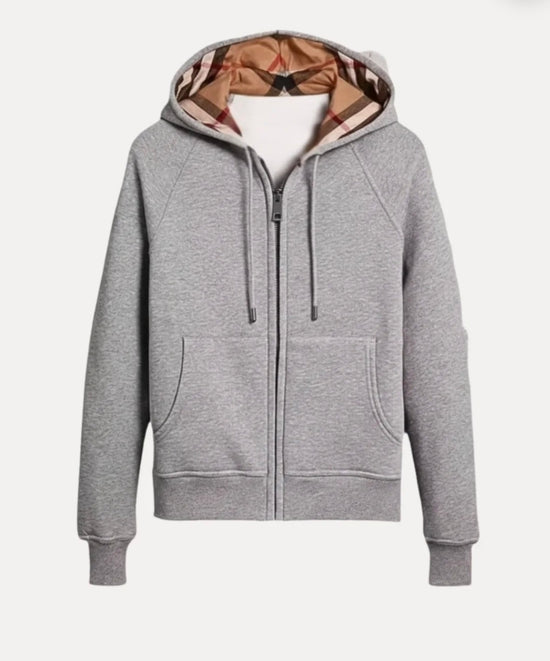 CHECKED ZIP HOODIE